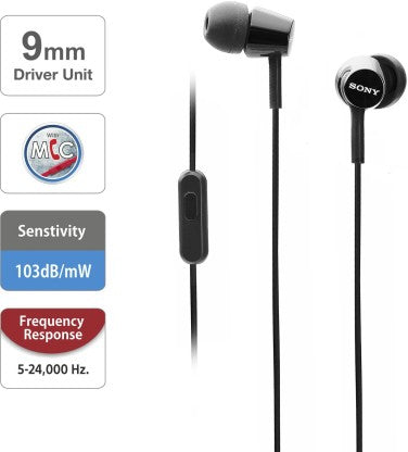 SONY EX155 WIRED HEADSET  (BLACK, IN THE EAR)