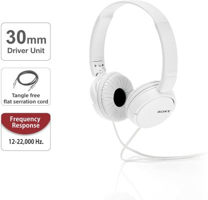 SONY ZX110A WIRED WITHOUT MIC HEADSET  (WHITE, ON THE EAR)