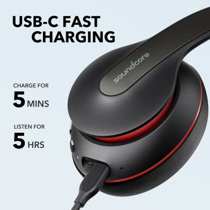SOUNDCORE BY ANKER LIFE Q10 WITH FAST CHARGING BLUETOOTH HEADSET  (BLACK, ON THE EAR)