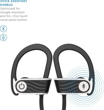 SOUNDLOGIC VOICE ASSISTANT WIRELESS SPORT EARBUDS BLUETOOTH HEADSET  (BLACK, IN THE EAR) [Like New]