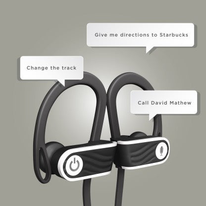 SOUNDLOGIC VOICE ASSISTANT WIRELESS SPORT EARBUDS BLUETOOTH HEADSET  (BLACK, IN THE EAR) [Like New]