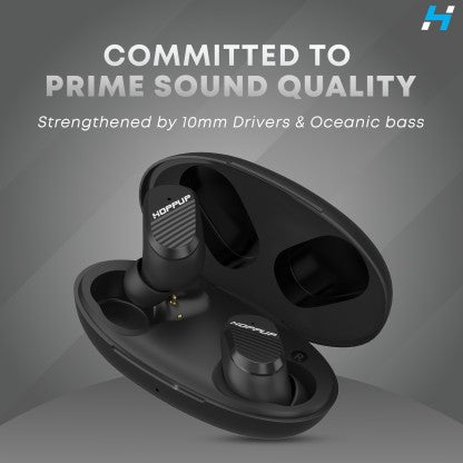 HOPPUP SYNC WITH BLUETOOTH 5.1 &AMP; TYPE C FAST CHARGING BLUETOOTH HEADSET  (BLACK, TRUE WIRELESS)