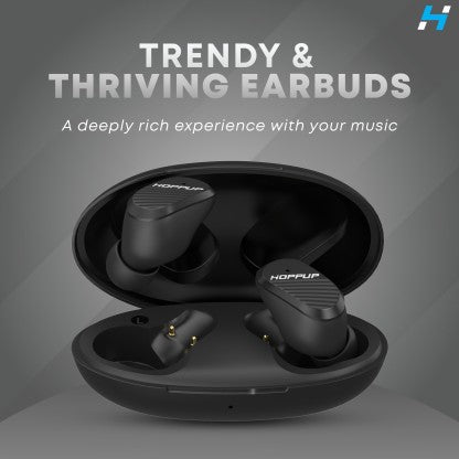 HOPPUP SYNC WITH BLUETOOTH 5.1 &AMP; TYPE C FAST CHARGING BLUETOOTH HEADSET  (BLACK, TRUE WIRELESS)