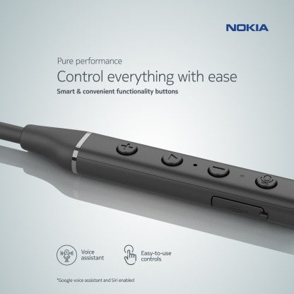 NOKIA T2000 RAPID CHARGE NECKBAND BLUETOOTH HEADSET  (MIDNIGHT BLACK, IN THE EAR)