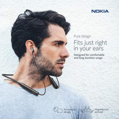 NOKIA T2000 RAPID CHARGE NECKBAND BLUETOOTH HEADSET  (MIDNIGHT BLACK, IN THE EAR)