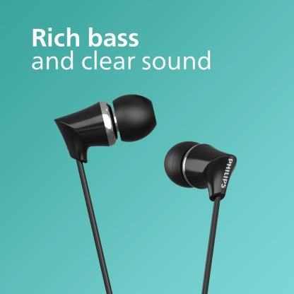 PHILIPS TAE1136BK/94 WIRED HEADSET  (BLACK, SILVER, IN THE EAR)