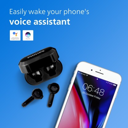PHILIPS TAT3225BK/94 TRULY WIRELESS EARBUDS (TWS EARBUDS) WITH IPX4 SPLASHPROOF, (6+18) HOURS PLAYTIME, VOICE ASSISTANT BLUETOOTH 5.2 HEADSET BLUETOOTH HEADSET  (BLACK, TRUE WIRELESS)