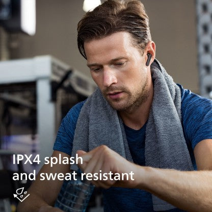 PHILIPS TAT3225BK/94 TRULY WIRELESS EARBUDS (TWS EARBUDS) WITH IPX4 SPLASHPROOF, (6+18) HOURS PLAYTIME, VOICE ASSISTANT BLUETOOTH 5.2 HEADSET BLUETOOTH HEADSET  (BLACK, TRUE WIRELESS)