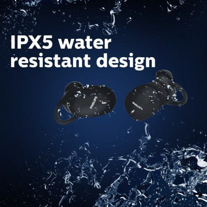 PHILIPS TAT4205 (TWS) TRUE WIRELESS EARBUDS WITH IPX5 WATER-PROOF, TOUCH CONTROL BLUETOOTH HEADSET  (BLACK, TRUE WIRELESS)