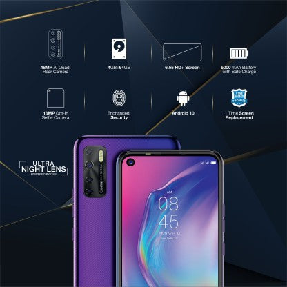 Tecno Camon 15 (Fascinating Purple, 64 GB)  (4 GB RAM)