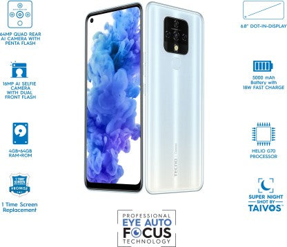 Tecno Camon 16 (Cloud White, 64 GB)  (4 GB RAM)
