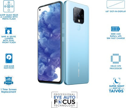 Tecno Camon 16 (Purist Blue, 64 GB)  (4 GB RAM)