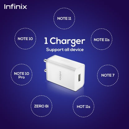 INFINIX 18 W QUALCOMM 3.0 3 A MOBILE U180XIA CHARGER  (WHITE)