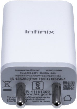 INFINIX 18 W QUALCOMM 3.0 3 A MOBILE U180XIA CHARGER  (WHITE)