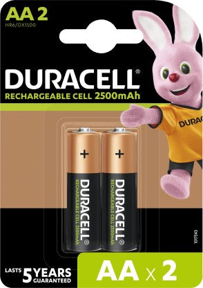DURACELL RECHARGEABLE AA 2500MAH  BATTERY  (PACK OF 2) [Like New]