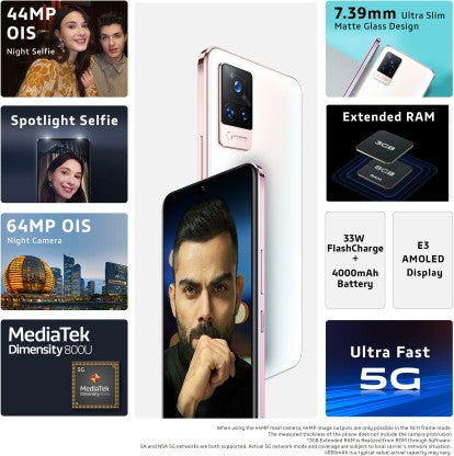 vivo V21 5G (Arctic White, 128 GB)  (8 GB RAM)