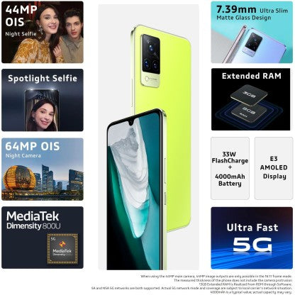 VIVO V21 5G (NEON SPARK, 128 GB)  (8 GB RAM) [Like New]