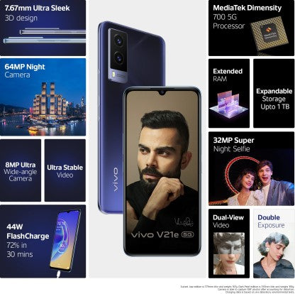 vivo V21e (Dark Pearl, 128 GB)  (8 GB RAM)