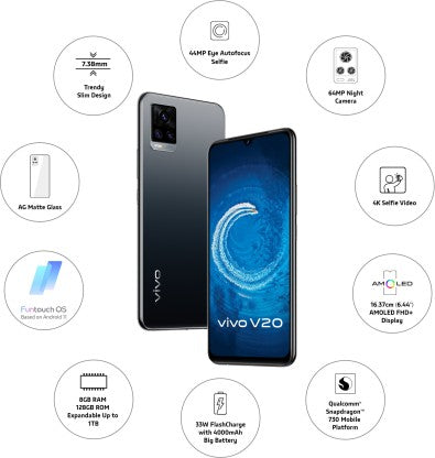 ViVO V20 2021 (Midnight Jazz, 128 GB)  (8 GB RAM)