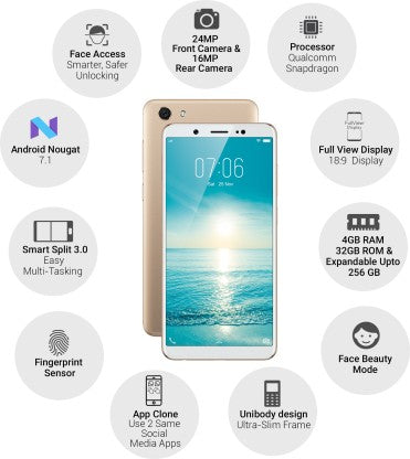 ViVO V7 (Gold, 32 GB)  (4 GB RAM)