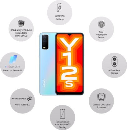 vivo Y12s (Glacier Blue, 32 GB)  (3 GB RAM)