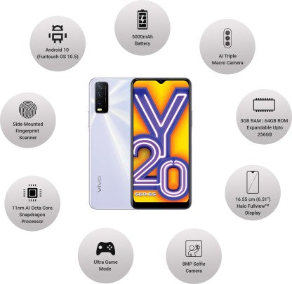 ViVO Y20i (Dawn White, 64 GB)  (3 GB RAM)