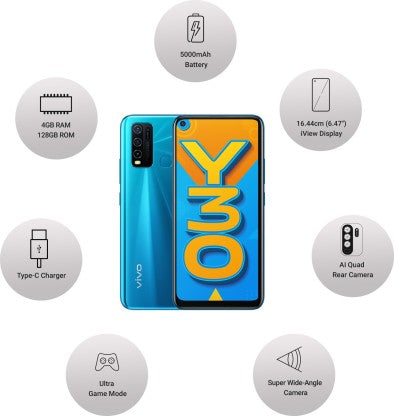 vivo Y30 (Dazzle Blue, 128 GB)  (4 GB RAM)
