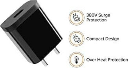 MI 10W FAST CHARGER COMBO FOR MI,REDMI,XIOMI DEVICES (MICROUSB - CABLE INCLUDED)  (BLACK, CABLE INCLUDED)