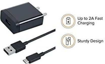 MI 10W FAST CHARGER COMBO FOR MI,REDMI,XIOMI DEVICES (MICROUSB - CABLE INCLUDED)  (BLACK, CABLE INCLUDED)