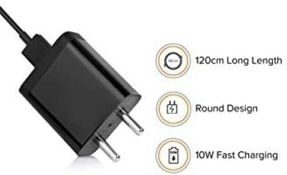 MI 10W FAST CHARGER COMBO FOR MI,REDMI,XIOMI DEVICES (MICROUSB - CABLE INCLUDED)  (BLACK, CABLE INCLUDED)