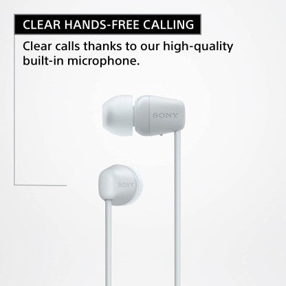 SONY WI-C100 WITH 25 HOURS BATTERY LIFE BLUETOOTH HEADSET  (WHITE, IN THE EAR)