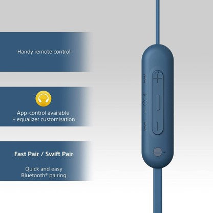 SONY WI-C100 WITH 25 HOURS BATTERY LIFE BLUETOOTH HEADSET  (BLUE, IN THE EAR)