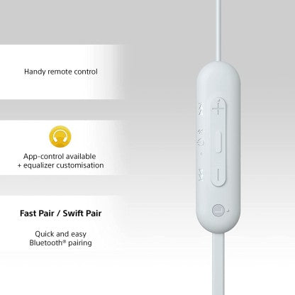 SONY WI-C100 WITH 25 HOURS BATTERY LIFE BLUETOOTH HEADSET  (WHITE, IN THE EAR)