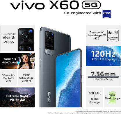 vivo X60 (Midnight Black, 128 GB)  (8 GB RAM)