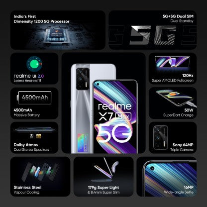 realme X7 Max (Mercury Silver, 256 GB)  (12 GB RAM)