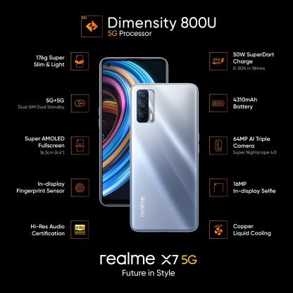 REALME X7 5G (SPACE SILVER, 128 GB)  (6 GB RAM)