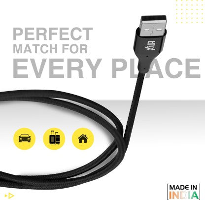 FLIX LIGHTNING CABLE 2 A 1 M (BEETEL) XCD-L103 BLK  (COMPATIBLE WITH IPHONE, IPAD, IPOD, BLACK, ONE CABLE)