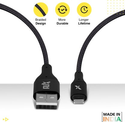FLIX LIGHTNING CABLE 2 A 1 M (BEETEL) XCD-L103 BLK  (COMPATIBLE WITH IPHONE, IPAD, IPOD, BLACK, ONE CABLE)