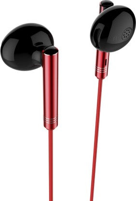 SNOKOR BY INFINIX XE06A WIRED HEADSET  (RED, IN THE EAR)