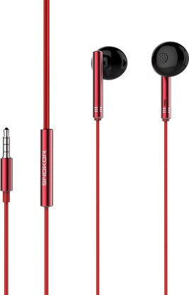 SNOKOR BY INFINIX XE06A WIRED HEADSET  (RED, IN THE EAR)