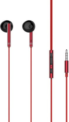 SNOKOR BY INFINIX XE06A WIRED HEADSET  (RED, IN THE EAR)