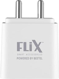 FLIX 2.4 A MULTIPORT MOBILE (BEETEL) XWC-63D WALL CHARGER CHARGER WITH DETACHABLE CABLE  (WHITE)