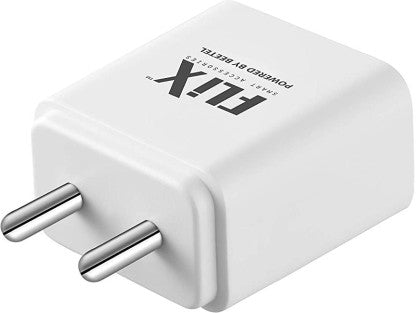 FLIX 2.4 A MULTIPORT MOBILE (BEETEL) XWC-63D WALL CHARGER CHARGER WITH DETACHABLE CABLE  (WHITE)