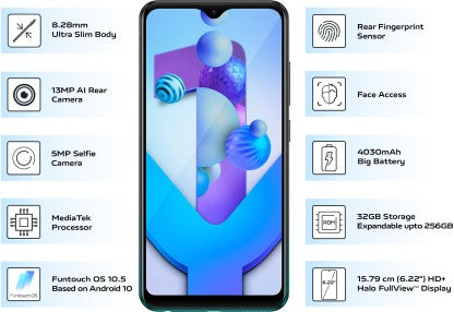 vivo Y1s (Olive Black, 32 GB)  (3 GB RAM)