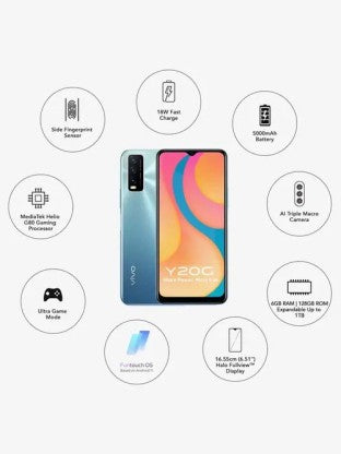 vivo Y20G (Purist Blue, 128 GB)  (6 GB RAM)