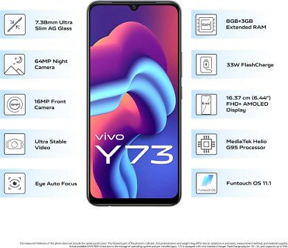 vivo Y73 (Roman Black, 128 GB)  (8 GB RAM)