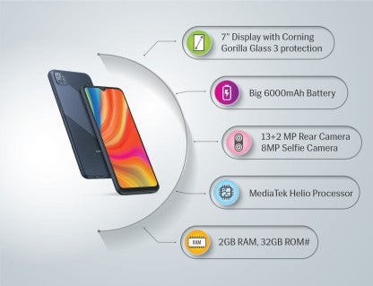 LAVA Z2 Max (Stroked Blue, 32 GB)  (2 GB RAM)