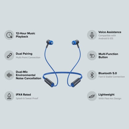 REDMI SONICBASS WIRELESS EARPHONES,DUAL-MIC NOISE CANCELLATION,UPTO 12 HR BLUETOOTH HEADSET  (BLUE, IN THE EAR)