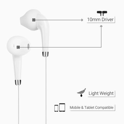 ZEBRONICS ZEB-CALYX WIRED HEADSET  (WHITE, IN THE EAR)