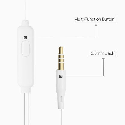 ZEBRONICS ZEB-CALYX WIRED HEADSET  (WHITE, IN THE EAR)